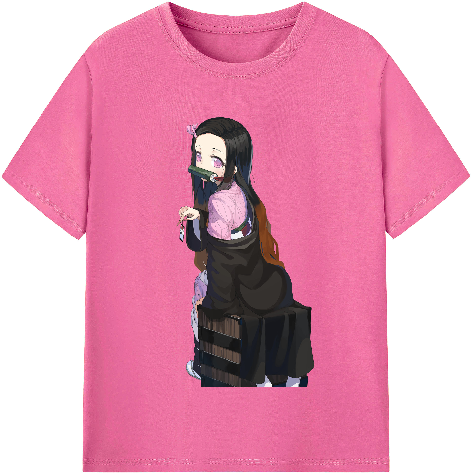 （画像用） 鬼滅の刃（きめつのやいば）竈門 禰󠄀豆子／かまど ねずこ Kamado Nezuko レディースカジュアルプリントTシャツ（綿100％）